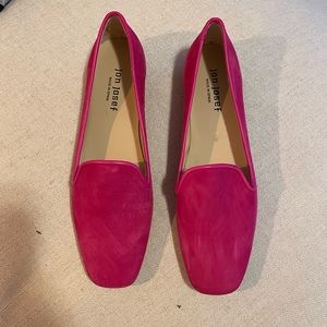 Jon Josef pink suede loafers, size 8